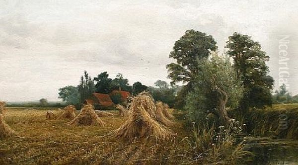 A Cornfield Near Marlow Oil Painting by Henry John Kinnaird