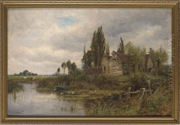 Old Mill On The Chelmer, Essex Oil Painting by Henry John Kinnaird