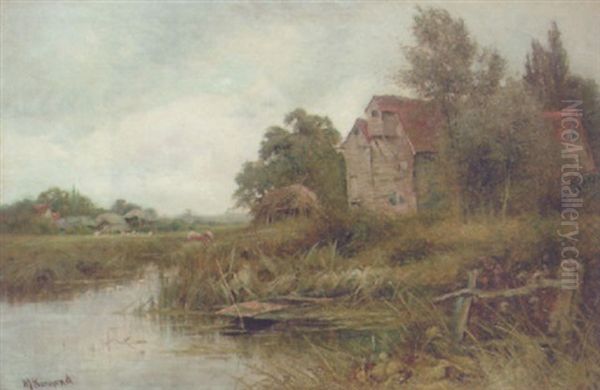 An Old Mill Near Little Baddow, Essex Oil Painting by Henry John Kinnaird