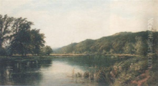 Above March Lock, Henley Oil Painting by Henry John Kinnaird