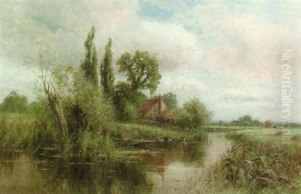 Backwater By The Thames Near Sonning Oil Painting by Henry John Kinnaird