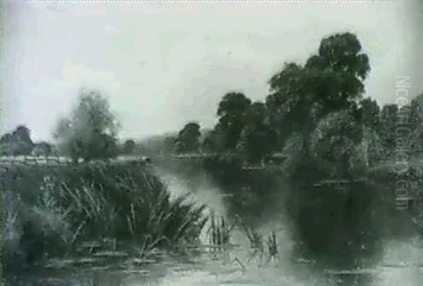 A River Scene Oil Painting by Henry John Kinnaird