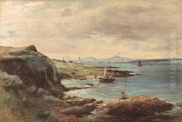 Dundee From Tayport (+ Another; Pair) Oil Painting by James S. Kinnear