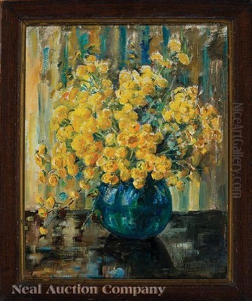 Still Life Of Yellow Flowers Oil Painting by Alberta Kinsey