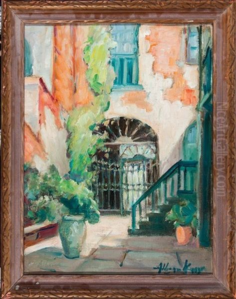 The Iron Gate, French Quarter Courtyard by Alberta Kinsey