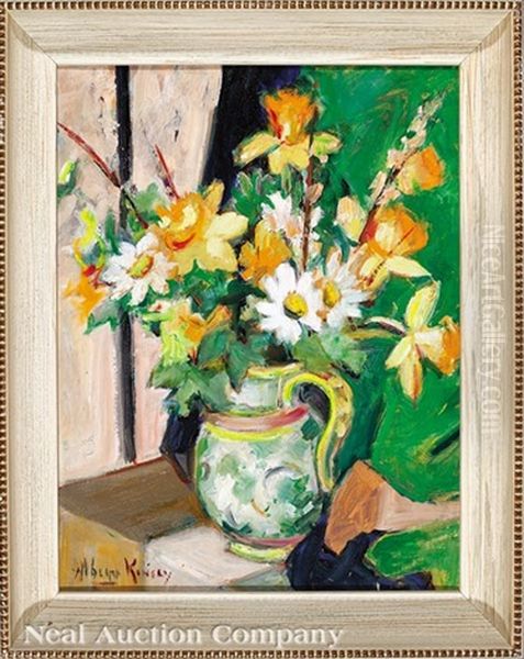 Still Life Of Daffodils And Daisies Oil Painting by Alberta Kinsey