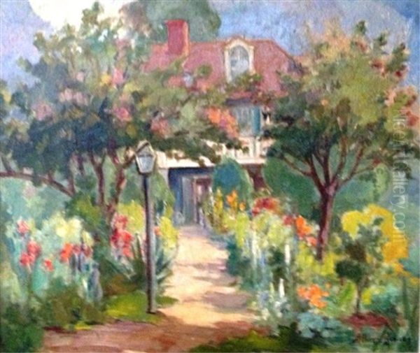 Home And Front Garden Oil Painting by Alberta Kinsey