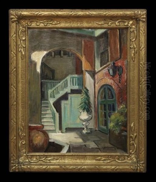 Brulatour Courtyard Oil Painting by Alberta Kinsey