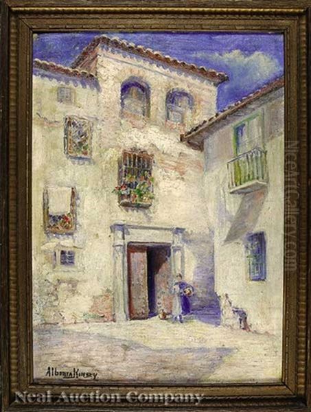 Woman In The Courtyard Oil Painting by Alberta Kinsey