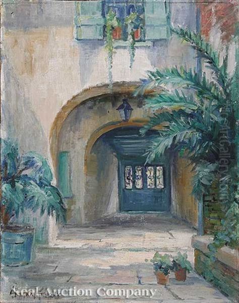 French Quarter Courtyard Oil Painting by Alberta Kinsey