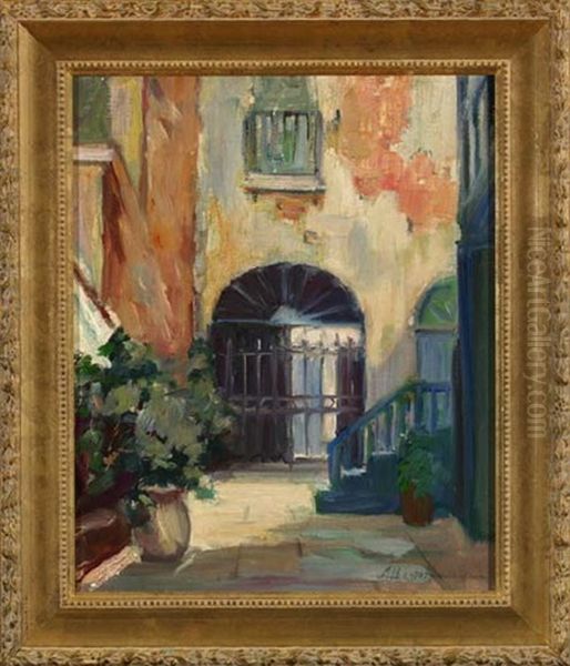 French Quarter Courtyard by Alberta Kinsey