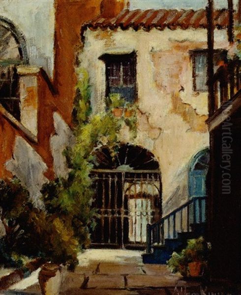 French Quarter Courtyard by Alberta Kinsey