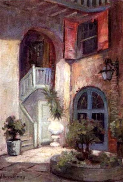 French Quarter Courtyard by Alberta Kinsey