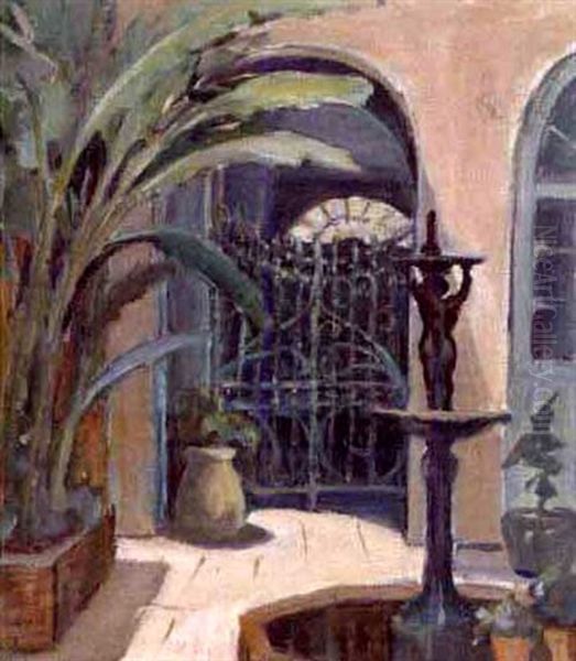 French Quarter Courtyard by Alberta Kinsey