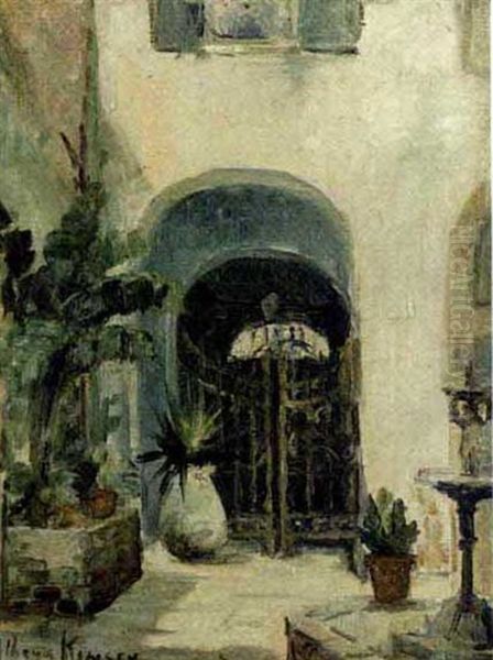 French Quarter Courtyard by Alberta Kinsey