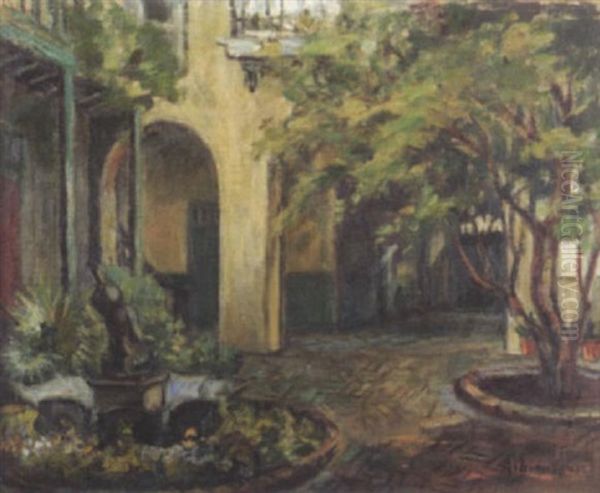 French Quarter Courtyard by Alberta Kinsey