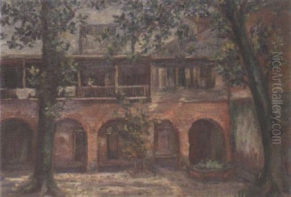 French Quarter Courtyard by Alberta Kinsey