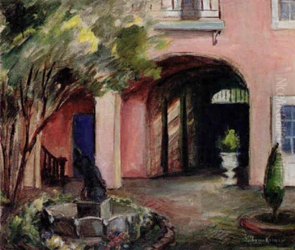 French Quarter Courtyard by Alberta Kinsey