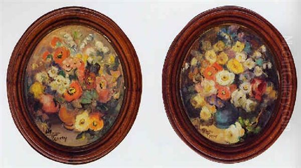 Still Life Of Roses And Larkspur by Alberta Kinsey