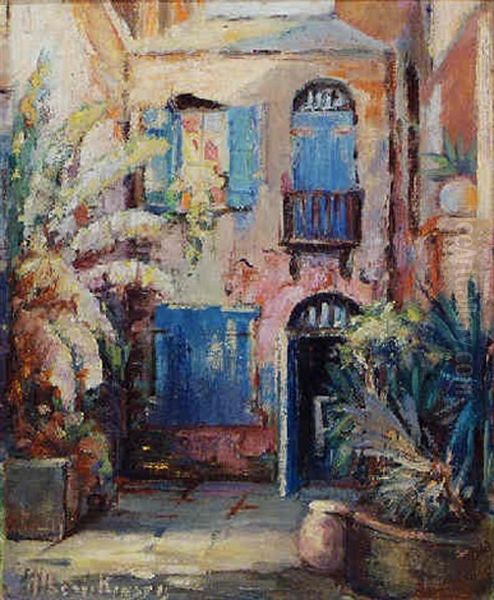 French Quarter Courtyard by Alberta Kinsey