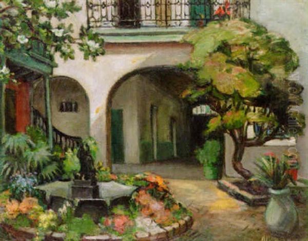 French Quarter Courtyard by Alberta Kinsey