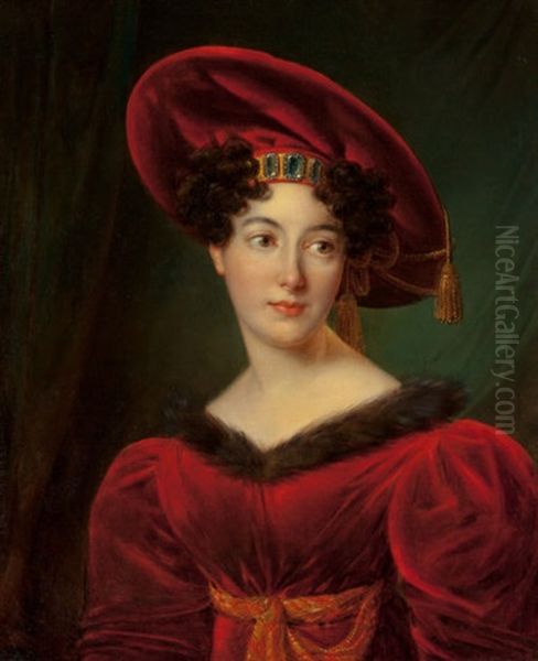 Portrait Of Madame Lestapis (nee Boode), Daughter Of Henry Boode, 1824 Oil Painting by Francois Joseph Kinsoen