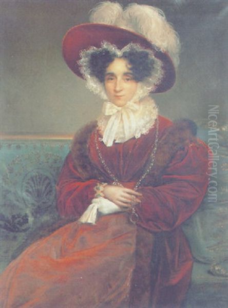 Portrait D'elegante Oil Painting by Francois Joseph Kinsoen