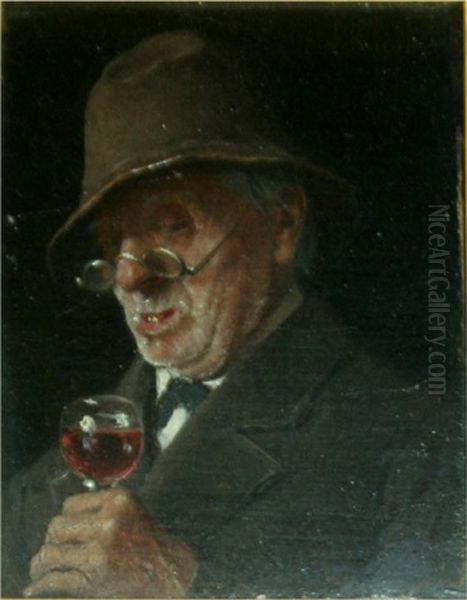 Of Doubtful Vintage Oil Painting by Josef Kinzel