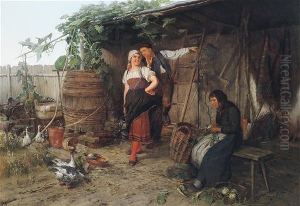 Das Geheimnis Oil Painting by Josef Kinzel