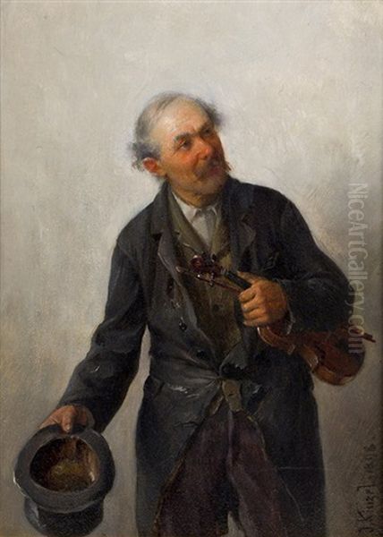 Der Alte Geigenspieler Oil Painting by Josef Kinzel