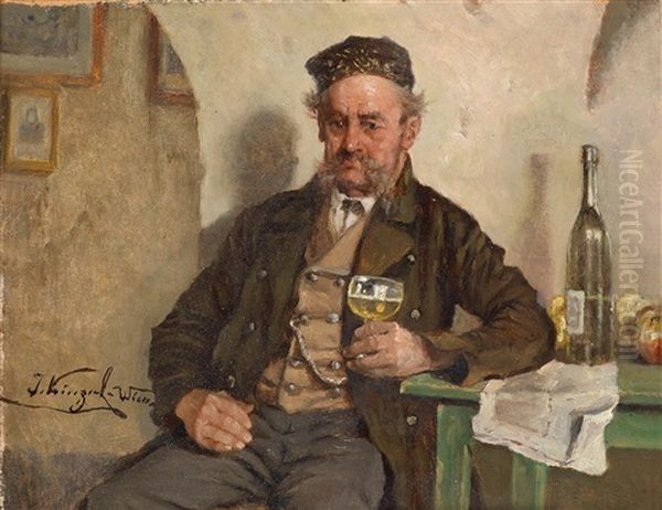 Der Weinkenner Oil Painting by Josef Kinzel