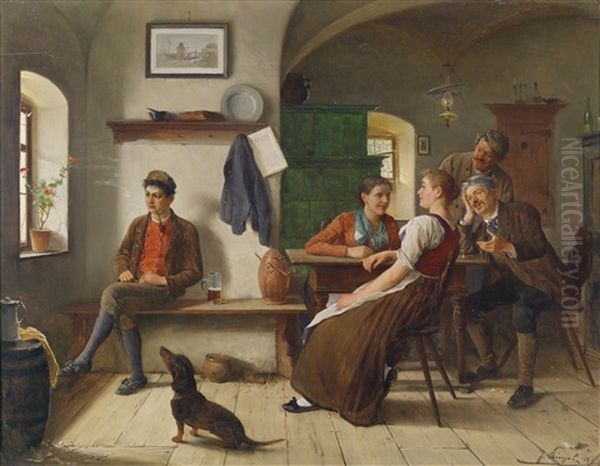 In Der Bauernstube Oil Painting by Josef Kinzel