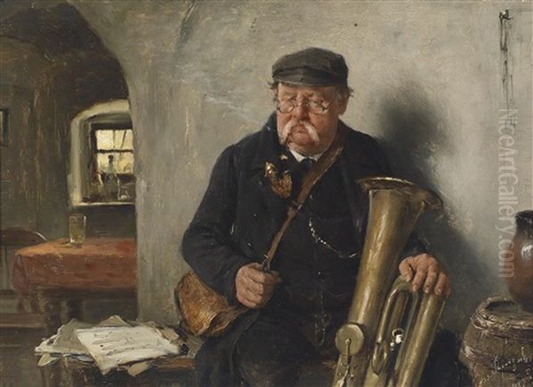 Der Tubaspieler Oil Painting by Josef Kinzel