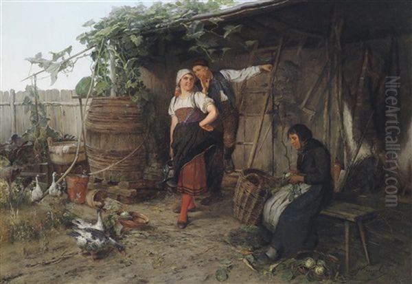 Das Geheimnis Oil Painting by Josef Kinzel