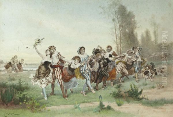 Farandole De Danseurs Oil Painting by Emile Antoine Bayard