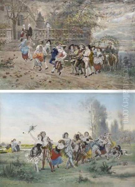 Fetes Villageoises Oil Painting by Emile Antoine Bayard