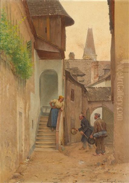 Motiv Aus Weisenkirchen In Der Wachau Oil Painting by Josef Kinzel