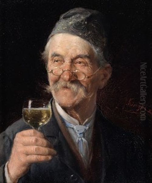 Der Weinbeiser Oil Painting by Josef Kinzel