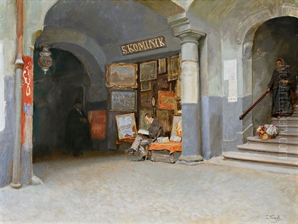 Beim Antiquar Oil Painting by Josef Kinzel