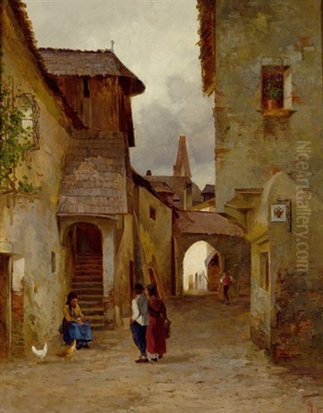 Motiv Aus Weisenkirchen In Der Wachau Oil Painting by Josef Kinzel