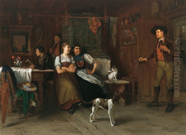 Brautwerbung In Tirol Oil Painting by Josef Kinzel