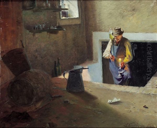 Weinbauer In Joching Oil Painting by Josef Kinzel