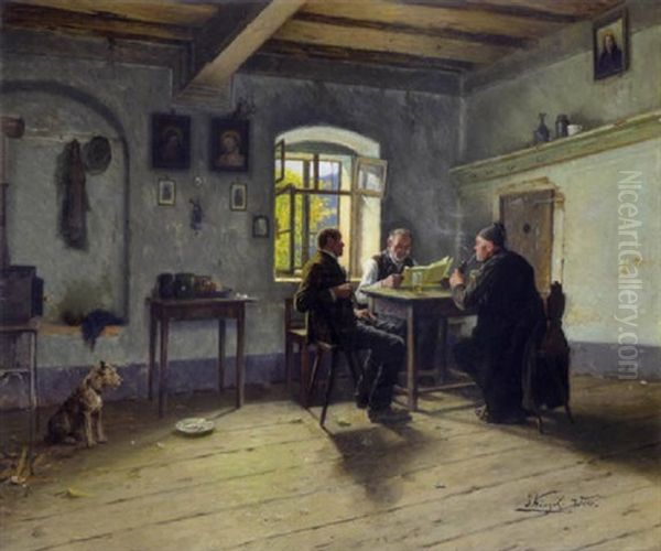 Gemutlicher Plausch In Der Stube Oil Painting by Josef Kinzel