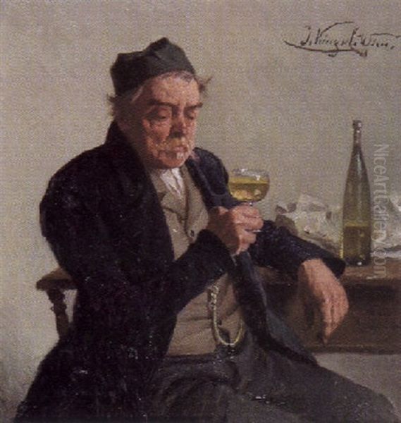 Wein-genieser Oil Painting by Josef Kinzel