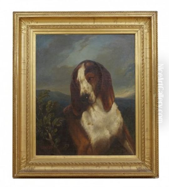 Hundportratt Oil Painting by Carl Fredrik Kiorboe