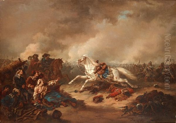 Gustaf Ii Adolfs Hast Streiff Vid Slaget I Lutzen Oil Painting by Carl Fredrik Kiorboe