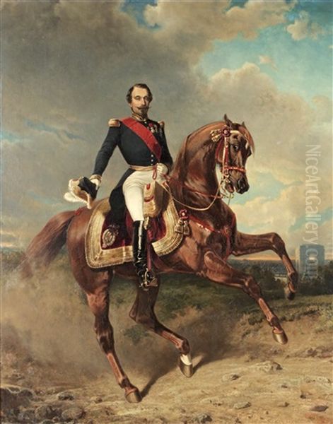 Kejsar Napoleon Iii Av Frankrike Till Hast Oil Painting by Carl Fredrik Kiorboe