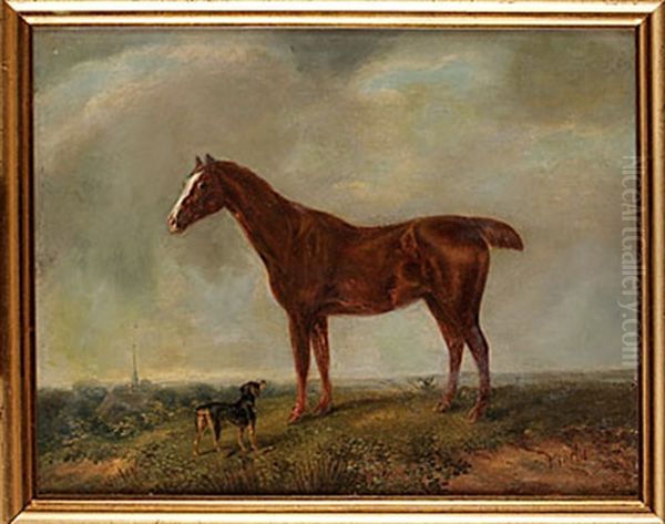 Hast Och Hund Oil Painting by Carl Fredrik Kiorboe