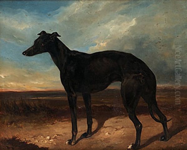 Hundportratt Oil Painting by Carl Fredrik Kiorboe