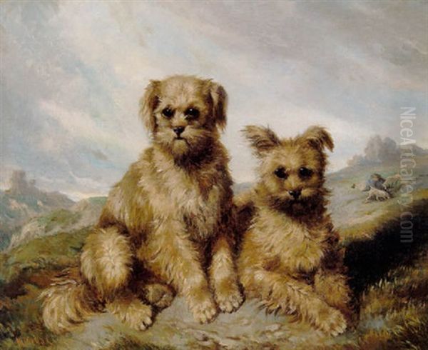 Hunde I Landskab Oil Painting by Carl Fredrik Kiorboe